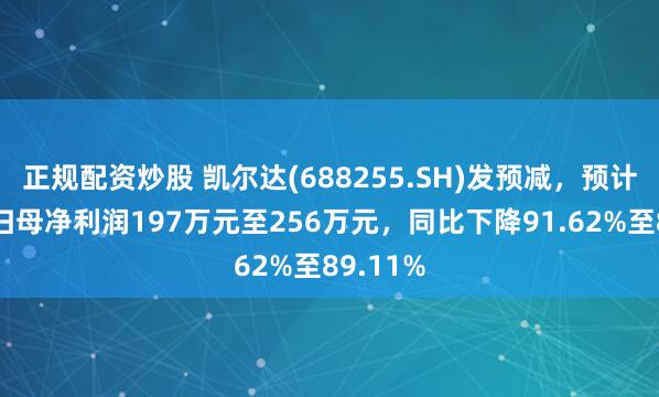 正规配资炒股 凯尔达(688255.SH)发预减，预计半年度归母净利润197万元至256万元，同比下降91.62%至89.11%